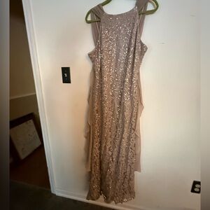 Alex Evenings Champagne Sequin Maxi Dress